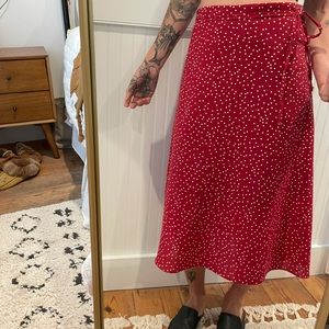 Polka dot red silky skirt